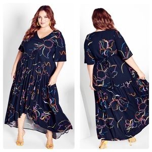 Val Print Dress Black Size 26/28